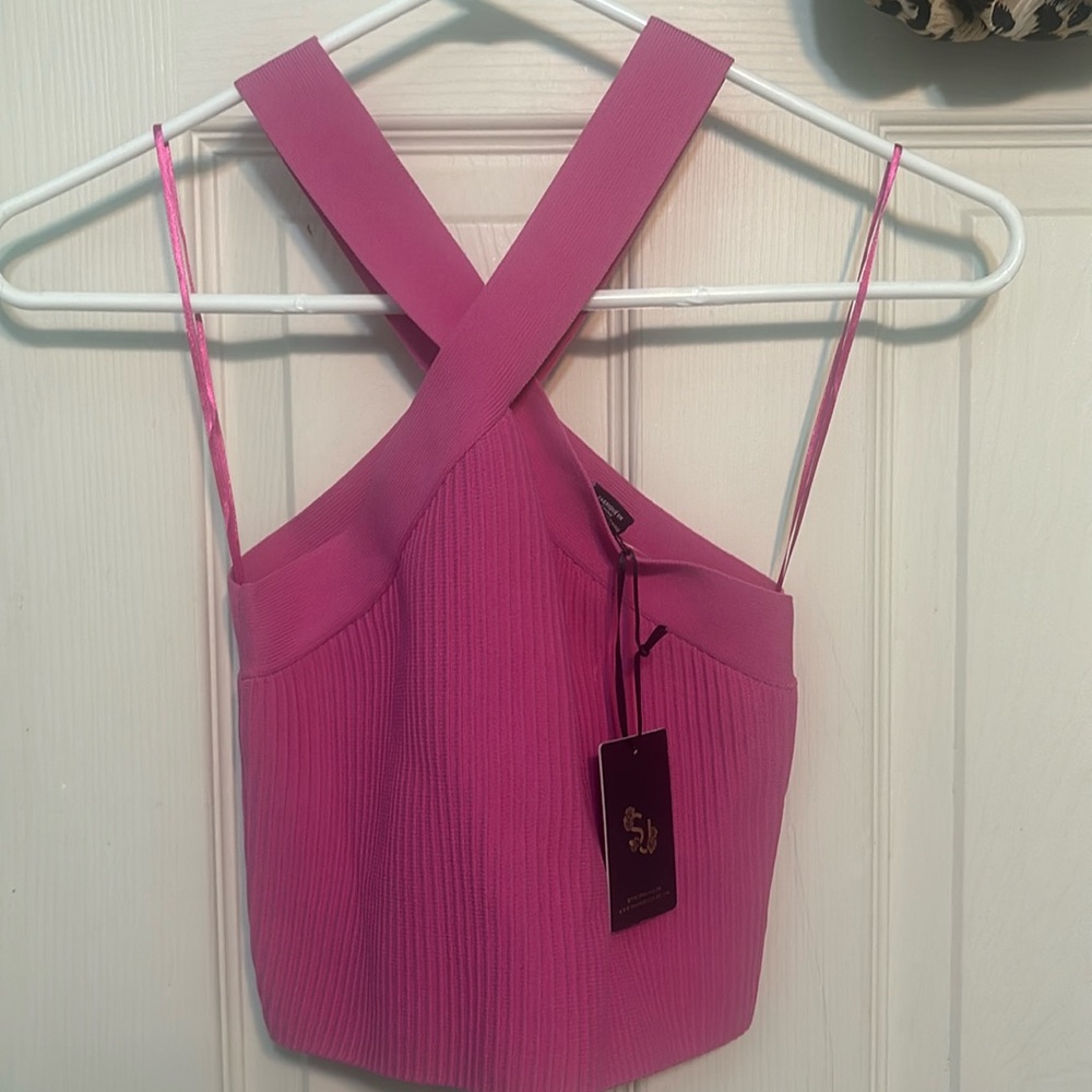 Crossover pink top